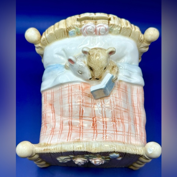 Vintage Terragraphics Ceramic Coin Bank Mother Mouse Reading Storybook to Baby - Picture 8 of 9